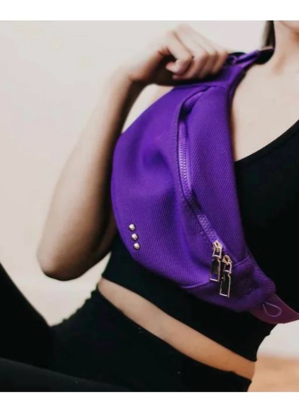 Pretty Simple Fast & Free Athletic crossbody Bum Bag nylon purple Lycra mesh